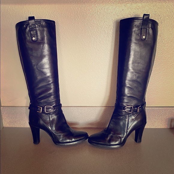 RALPH LAUREN COLLECTION Heeled Leather Boots - Picture 1 of 6